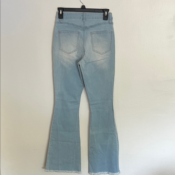 Light Blue Flared Women Jeans - Picture 2 of 8